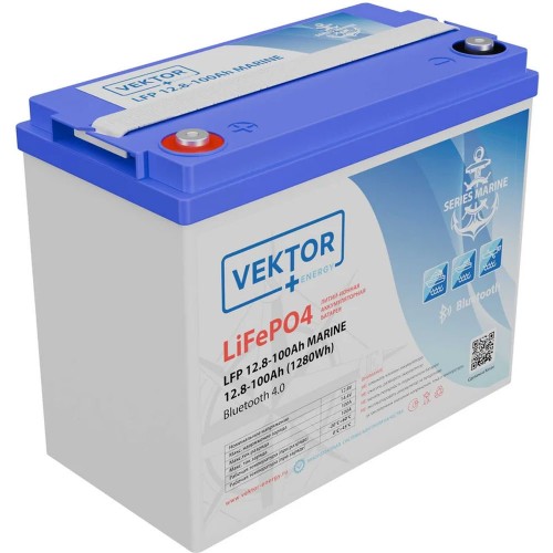 Батарея Vektor Energy серия LFP MARINE, LFP 12.8-100, напряжение 12.8В, емкость 100 Ач,